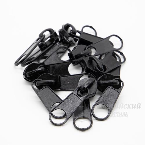 Бегунок для витой молнии Т10 (2 языка) галантерейный черный БТ